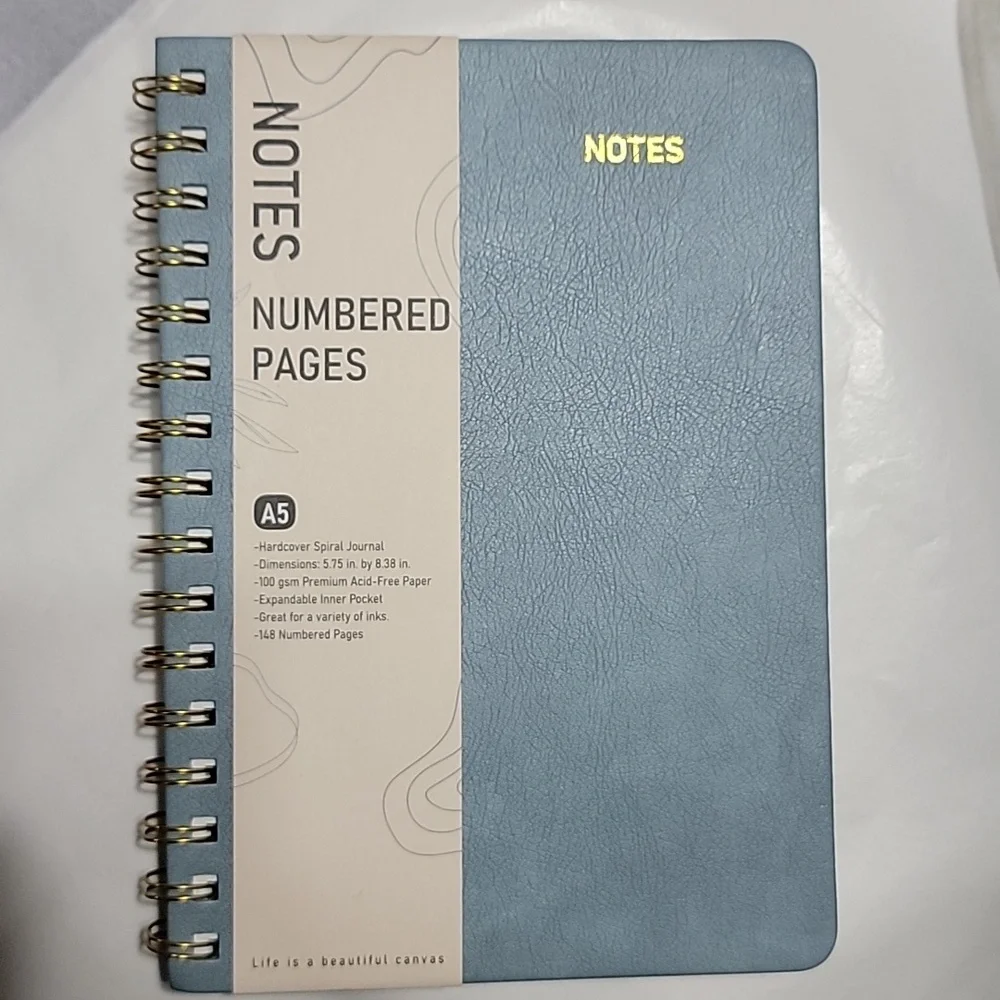 🍎Nwt Lined Spiral Journal Notebook A5 Hardcover 150 Numbered Pages Sketch Diary